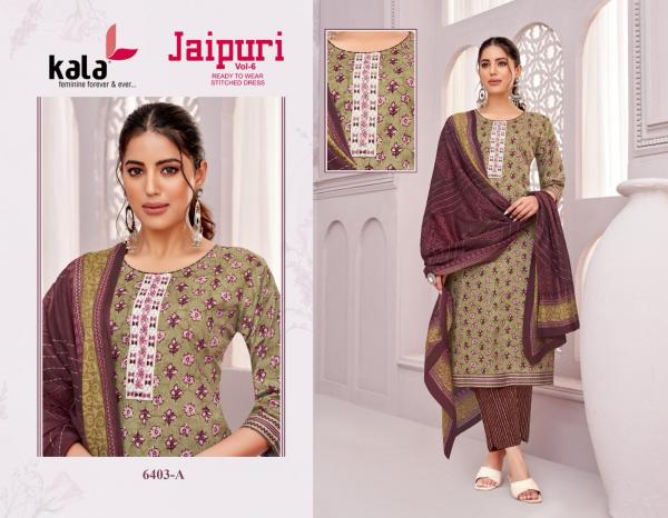 Kala Jaipuri Vol 6 Cotton Printed Kuri Bottom With Dupatta